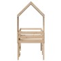 Letto a Soppalco con Tetto 90x190 cm Legno Massello di Pino