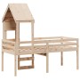 Letto a Soppalco con Tetto 90x190 cm Legno Massello di Pino