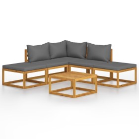 Set Divani Giardino 6 pz con Cuscini Legno Massello di Acacia