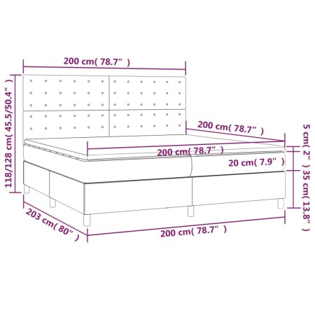 Giroletto a Molle con Materasso Grgio 200x200 cm in Similpelle