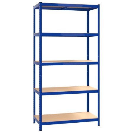 Scaffali a 5 Ripiani 4 pz Blu in Acciaio e Legno Multistrato