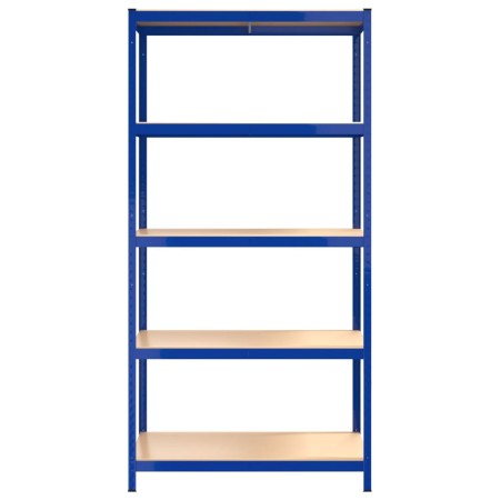 Scaffali a 5 Ripiani 4 pz Blu in Acciaio e Legno Multistrato