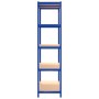 Scaffali a 5 Ripiani 4 pz Blu in Acciaio e Legno Multistrato