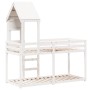 Letto a Castello con Tetto Bianco 75x190 cm Legno Massello Pino