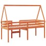 Letto a Soppalco con Tetto Cera 80x200 cm in Legno di Pino