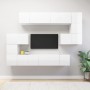 Set di Mobili Porta TV 10 pz Bianco Lucido in Legno Multistrato