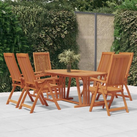 Set da Pranzo per Giardino 7 pz in Legno Massello di Eucalipto