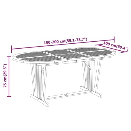 Set da Pranzo per Giardino 7 pz in Legno Massello di Eucalipto