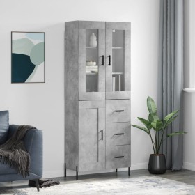 Credenza Grigio Cemento 69,5x34x180 cm in Legno Multistrato