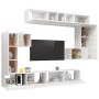 Set Mobili Porta TV 8pz Bianco Lucido in Legno Multistrato