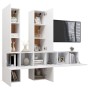 Set di Mobili Porta TV 7 pz Bianco Lucido in Legno Multistrato