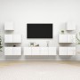 Set di Mobili Porta TV 8 pz Bianco Lucido in Legno Multistrato