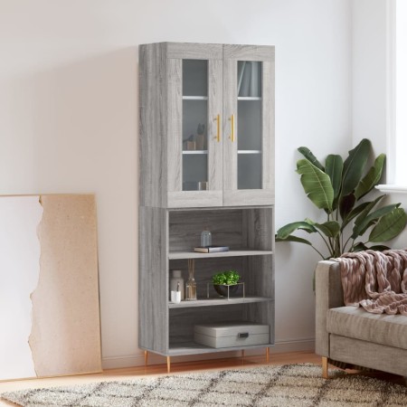 Credenza Grigio Sonoma 69,5x34x180 cm in Legno Multistrato