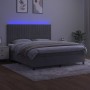 Letto a Molle Materasso e LED Grigio Chiaro 160x200 cm Velluto