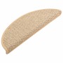 Tappeti Adesivi Scale Aspetto Sisal 15pz 56x17x3cm Beige Chiaro