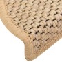 Tappeti Adesivi Scale Aspetto Sisal 15pz 56x17x3cm Beige Chiaro