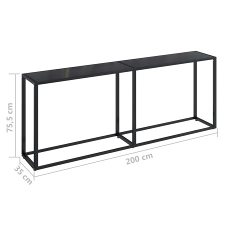 Tavolo Consolle Nero 200x35x75,5 cm in Vetro Temperato