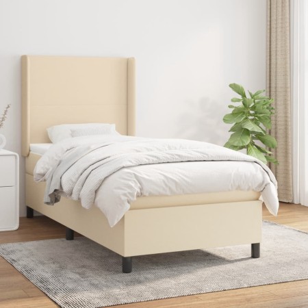 Giroletto a Molle con Materasso Crema 80x200 cm inTessuto