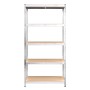 Scaffali Resistenti 5 Strati 2 pz Argento Acciaio e Multistrato