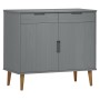 Credenza MOLDE Grigia 90x40x80 cm in Legno Massello di Pino