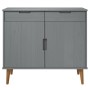 Credenza MOLDE Grigia 90x40x80 cm in Legno Massello di Pino