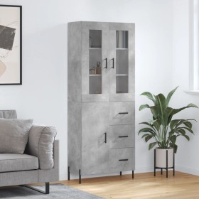 Credenza Grigio Cemento 69,5x34x180 cm in Legno Multistrato