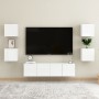 Set di Mobili Porta TV 6 pz Bianco Lucido in Legno Multistrato