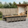 Set da Pranzo da Giardino 13pz con Cuscini Grigio in Polyrattan