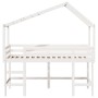 Letto Soppalco con Scala e Tetto Bianco 90x190 cm Massello Pino