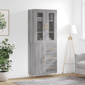 Credenza Grigio Sonoma 69,5x34x180 cm in Legno Multistrato