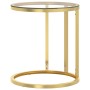 Tavolino Oro e Trasparente 45 cm in Vetro Temperato