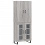 Credenza Grigio Sonoma 69,5x34x180 cm in Legno Multistrato