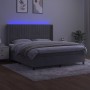 Letto a Molle Materasso e LED Grigio Chiaro 160x200 cm Velluto