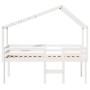 Letto a Soppalco con Tetto Bianco 90x200 cm Legno Massello Pino