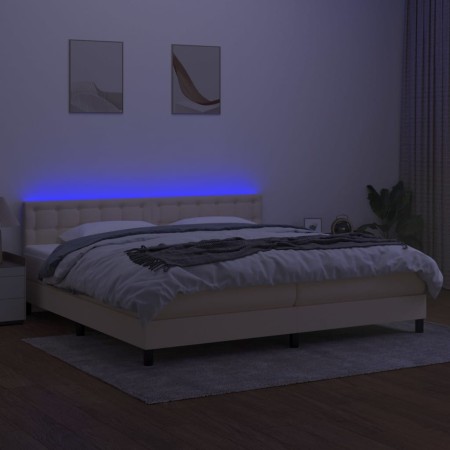 Letto a Molle Materasso e LED bianco 200x200cm in Tessuto