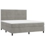 Letto a Molle Materasso e LED Grigio Chiaro 160x200 cm Velluto