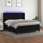 Letto a Molle con Materasso e LED Nero 160x200 cm in Tessuto