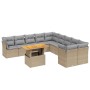 Set Divani da Giardino 11 pz con Cuscini Beige in Polyrattan