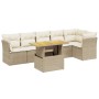 Set Divani da Giardino 7 pz con Cuscini Beige in Polyrattan