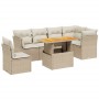 Set Divani da Giardino 7 pz con Cuscini Beige in Polyrattan