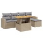 Set Divano da Giardino 6 pz con Cuscini Beige in Polyrattan