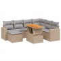 Set Divano da Giardino 8 pz con Cuscini Beige in Polyrattan