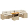 Set Divani da Giardino 7 pz con Cuscini Beige in Polyrattan