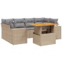 Set Divani da Giardino 7 pz con Cuscini Beige in Polyrattan