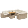 Set Divano da Giardino 10 pz con Cuscini Beige in Polyrattan