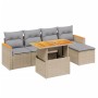 Set Divano da Giardino 6 pz con Cuscini Beige in Polyrattan