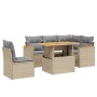 Set Divano da Giardino 6 pz con Cuscini Beige in Polyrattan