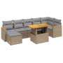 Set Divano da Giardino 8 pz con Cuscini Beige in Polyrattan