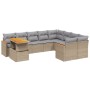 Set Divano da Giardino 10 pz con Cuscini Beige in Polyrattan