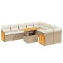 Set Divano da Giardino 10 pz con Cuscini Beige in Polyrattan